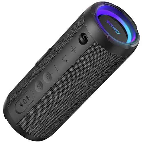 RIENOK 40W Bluetooth Lautsprecher, Musikbox mit EQ Modus 30Std. Laufzeit, Bluetooth Box 5.3 mit RGB Beleuchtung, Support TF-Karte, AUX mit Bass für Party Garage Garten Camping Outdoor