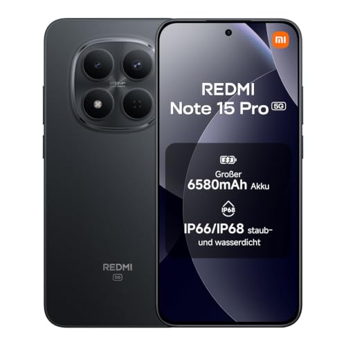 XIAOMI REDMI Note 15 Pro 5G Smartphone 8+256GB 6580mAh 200MP Kamera Schwarz