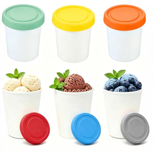250ml Speiseeis Eisbehälter, 6 Stück Gefrierdosen Eis-Container BPA-Frei