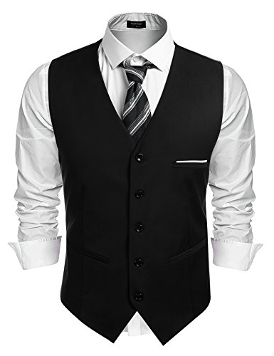 COOFANDY Anzugwesten für Herren Slim fit Herrensweste Baumwolle Elegant Modern Hochzeit Anzug Weste für Herren Schwarz XL