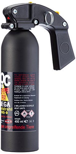 Pfefferspray OC 5000 Mega Weitstrahl (Jet) mit Pistolengriff zur Heimverteidigung - 400ml