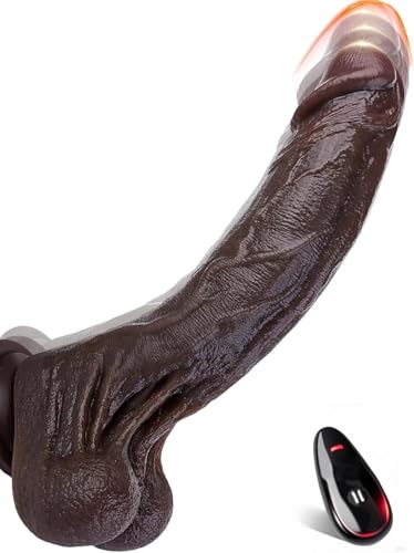 23CM Realistischer Dildo Sex Spielzeug für die Frau Black Vibratoren Dildo mit 7 Stoßend 10 Vibrierend und Wärmend Sex Spielzeug mit starkem Saugnapf Wasserdicht für Paare Männer Solo Diloschwanz
