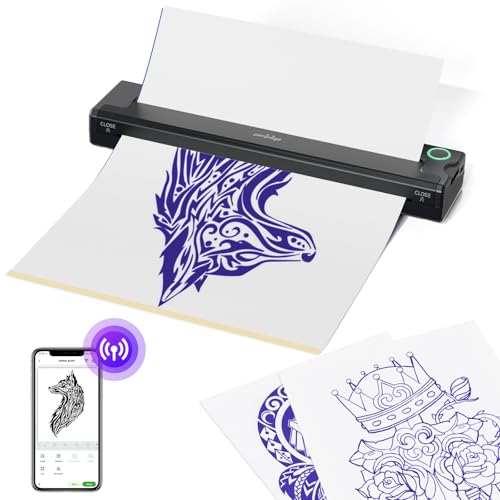 PeriPage P90 Kabelloser Tattoo-Schablonendrucker - Professionell und anfängerfreundlich, Bluetooth- und USB-Verbindung, kostenloses Schablonenpapier im Lieferumfang enthalten