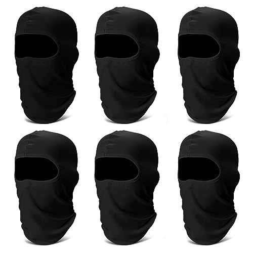 Finvizo 6 Stück Sturmhaube Skimaske: Atmungsaktive Balaclava UV-Schutz Sturmmaske für Herren Damen für Outdoor Sports Motorrad Fahrrad, Schwarz