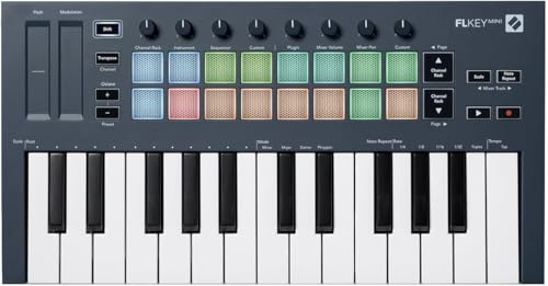 Novation FLkey Mini – Tragbares USB/MIDI-Controller-Keyboard mit 25 Tasten und Integration in FL Studio für die Musikproduktion