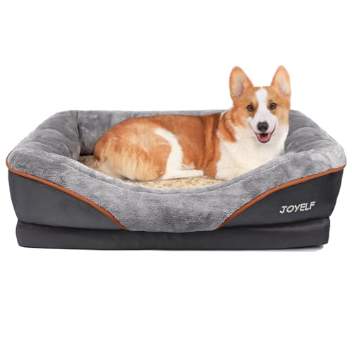 Joyelf Hundebett aus Memory-Schaum, orthopädisches Hundebett & Sofa mit abnehmbarem, waschbarem Bezug und Quietschspielzeug als Geschenk