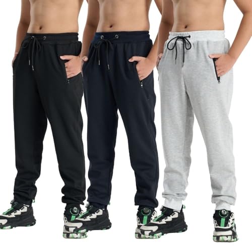 3er-Pack Jungenhose, Jogginghose, Loose Freizeithose,Stretch, Bequeme Freizeithose, Herbst und Winter Hellgrau L