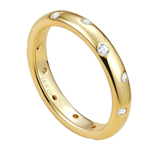 Adramata Ringe Frauen 14 Karat Gold Gefüllte Ring Damen Stapelbarer Daumenring Dünner Fingerring CZ Statement Ring Bandring Verlobungsring Eheringe Engagement Ringe