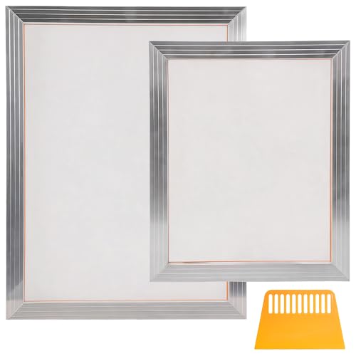 Caydo Siebdruck Set Mit 2 Aluminium-Siebdruckrahmen Mit 110 Weißem Siebgewebe Und Siebdruckrakel, Für T-Shirts, DIY-Projekte, Siebdruck