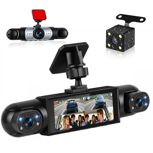 SIXTOP 3,16 Zoll Dash Cam 4-Kamera 1080P Full HD Dashcam mit 360° Rundumsicht - Inklusive Bewegungserkennung, Nachtsicht, Umkehren, 150° Weitwinkel & Loop Aufnahme Für PKW, LKW, Taxi