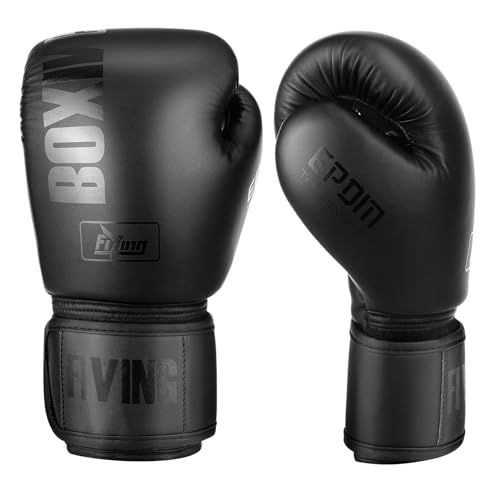 Boxhandschuhe für Damen und Herren, Boxing Training Gloves,geeignet für Boxen, Kickboxen, gemischte Kampfsportarten, Thai, MMA, Kampftraining (schwarz, 12oz)
