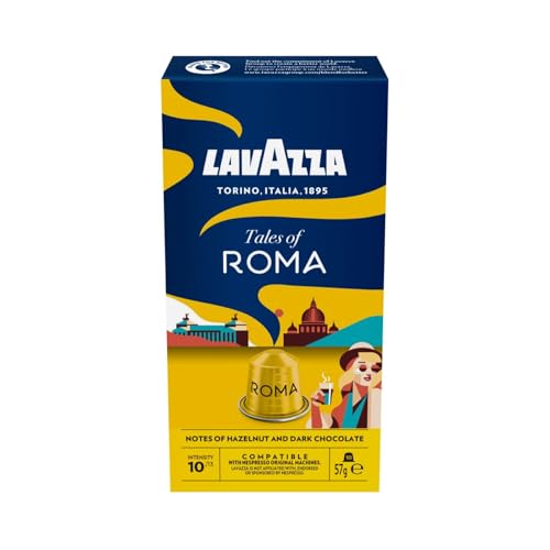 Lavazza Tales of Roma, Intensives Espresso-Erlebnis mit Noten von Haselnuss und dunkler Schokolade, 10 Kapseln, Nespresso kompatibel