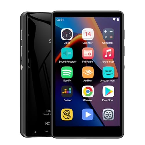 SWOFY 80GB MP3 Player mit Bluetooth und WLAN, 4,0-Zoll-Touchscreen, MP3 & MP4 Player Android mit Spotify, Pandora, Amazon Music, Libby, Audible, Browser, Erweiterung bis zu 1TB (Schwarz)