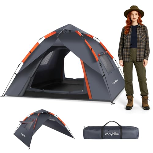 Camping Zelt 2 Personen Wurfzelt – Automatik Pop Up Zelt wasserdicht 3000mm mit 2 Türen und 2 Fenster, atmungsaktiv & luftdurchlässig, schnell aufbaubar für Camping, Strand & Festival (2.3×2.3×1.35m)
