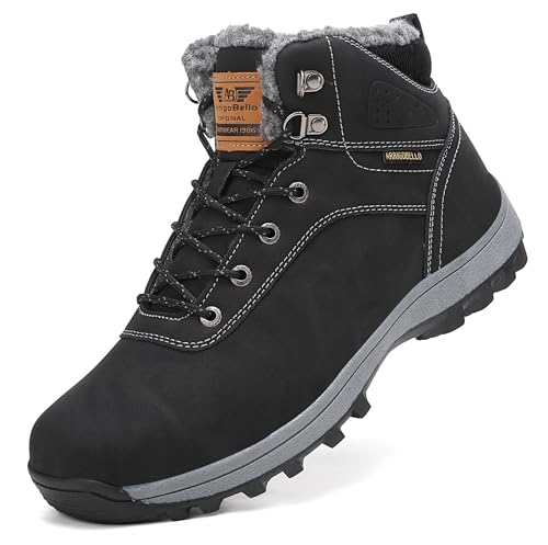 ARRIGO BELLO Winterschuhe Damen Herren Gefüttert Winterstiefel Unisex Rutschfest Schneestiefel Wärme Stiefeletten für Outdoor Größe 36-46(Schwarz,41)