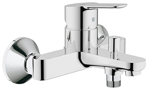 GROHE BauEdge, Badewannenarmatur (Duscharmatur für die Badewanne, Mischbatterie mit automatischer Umstellung Wanne/Brause, mit integriertem Rücklaufventil, S-Anschlüsse), chrom, 23334000