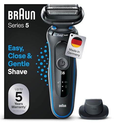Braun Series 5 Elektrorasierer mit EasyClick Aufsatz & Präzisionstrimmer, Rasierer Herren Elektrisch, EasyClean, Wet & Dry, Geschenk Mann, Made in Germany, 51-B1200s, blau