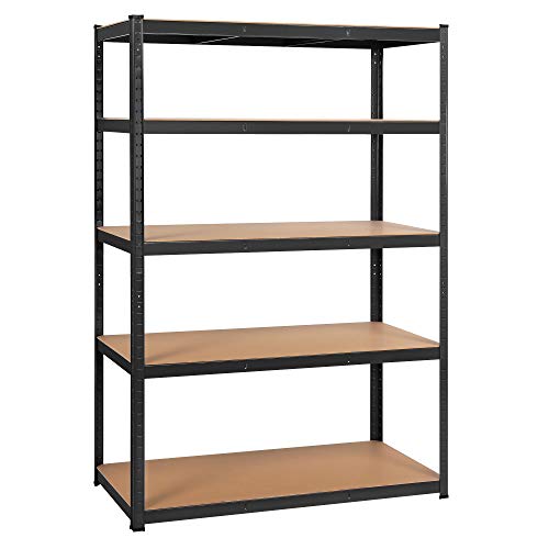 Yaheetech Schwerlastregal 180 x 120 x 60 cm Lagerregal 5 Böden Metall Regal Max. Belastbarkeit : 875kg Schwarz