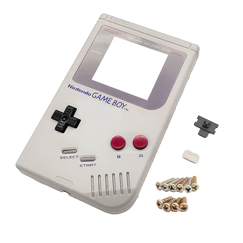 Ersatzgehäuse für Gameboy Game Boy Classic Original Handkonsole, Komplettgehäuse mit Bildschirmspiegel, Tasten, Vollschrauben, Pads