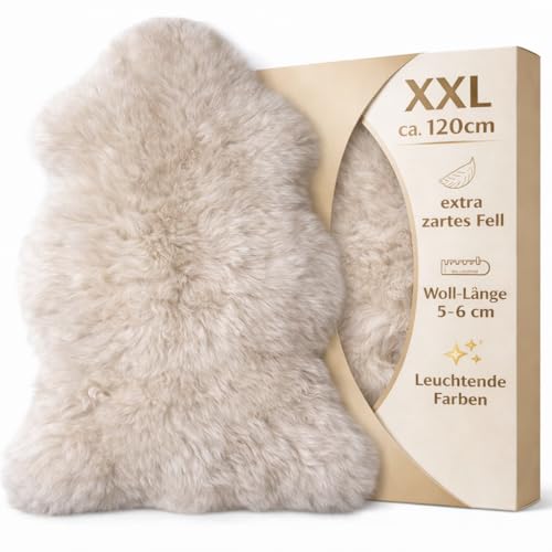 Lammfell Premium taupe braun-beige 115cm Merino von LANABEST