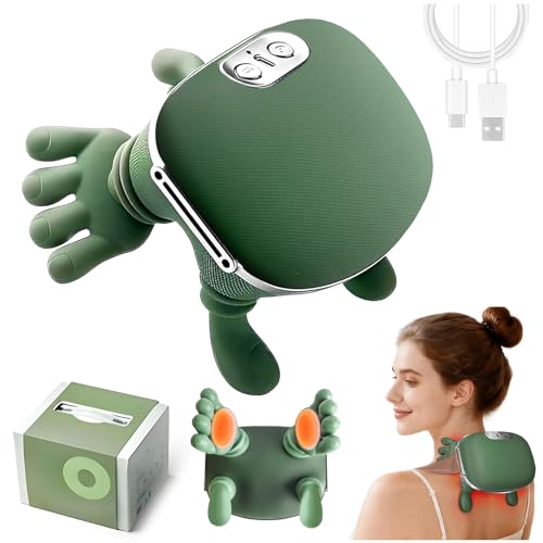 4D Shiatsu Nacken Schulter Massagegerät with Heat, 3 Massage Stufen, Elektrisches Massagegerät für Nacken & Rücken, Nackenwärmer gegen Nackenschmerzen, Wellness Geschenk für Männer und Frauen