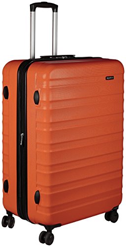 Amazon Basics Hartschalen-Koffer Groß - Erweiterbares ABS-Reisegepäck mit 4 Doppel-Spinnerrädern - Kratzfest und Leicht - 78 x 52,6 x 32cm - Gebranntes Orange