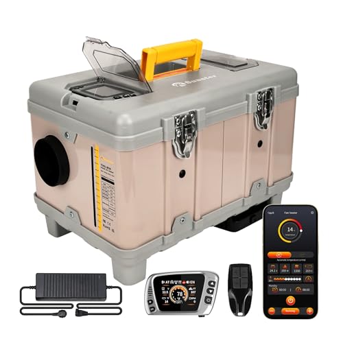 Toolbox 8kW Tragbare Diesel Luftheizung, 220-240V AC & 12/24V DC Diesel Standheizung mit Bluetooth APP & EU Adapter, Automatischer Start/Stop, Adaptiver Plateau-Modus, Dieselheizung für Auto,LKW