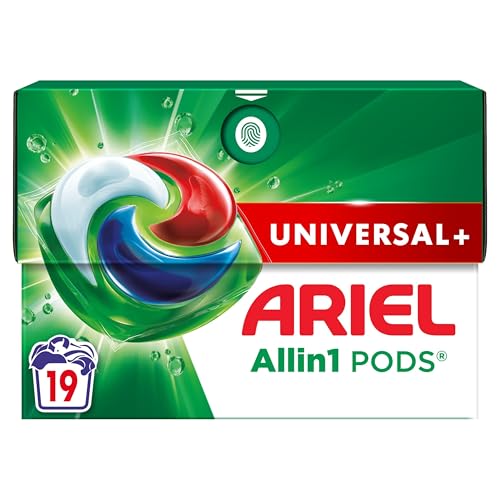 Ariel Waschmittel Pods All-in-1, Flüssigwaschmittel Kapseln 19 Waschladungen, Universal+, Kraftvolle Fleckentfernung ab der 1. Wäsche