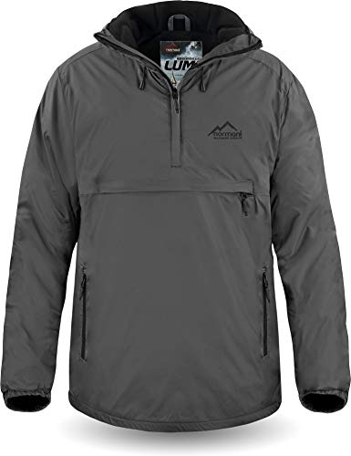 normani Wasserdichter Windbreaker mit Fleecefutter bis -20°C Winter-Anorak gefüttert für Damen und Herren von S-4XL - 11.000 mm Wassersäule Dunkelgrau L/52