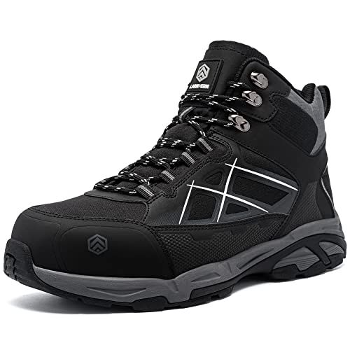 LARNMERN Arbeitschuhe Herren Sicherheitsschuhe SRC rutschfest Antistatische Durchtrittsicher Stahlkappenschuhe Komfort Arbeitsstiefel Sicherheitsstiefel (Lm0202 Schwarz,38.5EU)
