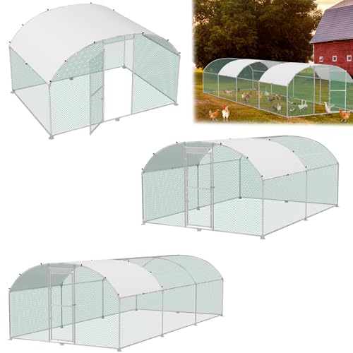 LILIIN 3x4x2m Freilaufgehege Hühnerstall Käfige Kleintierstall aus Verzinkter Stahl, Geflügelstall Hühnerhaus Bogenform Design mit PE Sonnenschutzdach Winterfest, mit Schloss, Kuppeldach