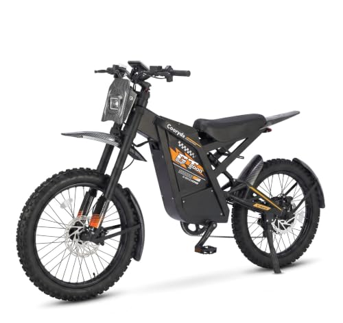 OUXI 2000 Offroad E-Bike Dirtbike Elektrofahrrad, 150Nm Drehmoment, 48V 30Ah Akku, 25 Zoll Reifen, Hydraulische Scheibenbremsen, Vollfederung, mit Blinker, E-Motocross (Orange)