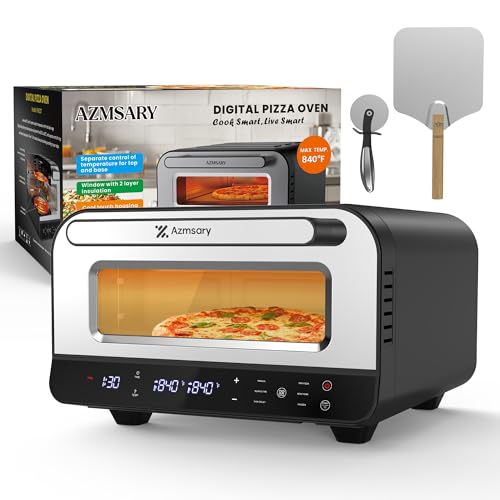 Elektrischer Pizzaofen – 6 Programme, 1700W, max. 450°C, geeignet für 32cm Pizzen – 5-in-1-Multifunktion: Pizza, Grillen, Warmhalten, Backen und Kochen – inklusive Pizzastein und Pizzaschaufel
