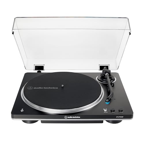 Audio-Technica AT-LP70XBT Vollautomatischer, kabelloser Plattenspieler mit Riemenantrieb (Schwarz/Silber)