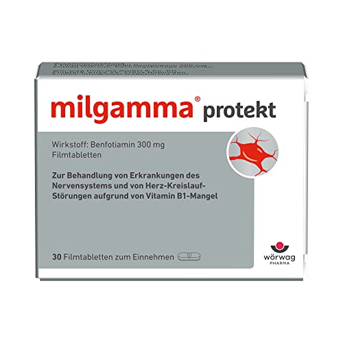 milgamma protekt, 30 Stück: Mit Benfotiamin zur Behandlung von Symptomen bei Nervenschäden infolge eines Vitamin-B1-Mangels, besonders hohe Bioverfügbarkeit, 1x tägliche Einnahme