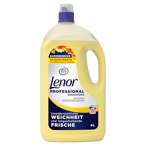 Lenor Professional Weichspüler, 200 Waschladungen, 4 l, Sommerbrise, Unwiderstehliche Weichheit und langanhaltende Frische, für den professionellen Gebrauch