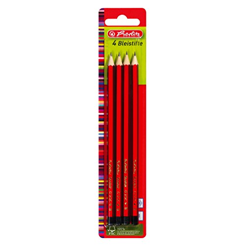 Herlitz Bleistifte Scolair, B, bruchsichere Mine, 4 Stück auf Blisterkarte