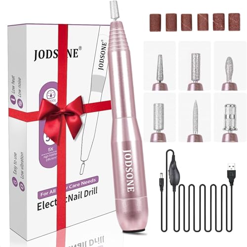 JODSONE 6 in 1 Nagelfräser, Elektrische Nagelfeile für Acryl und Gelnägel, Professionell Nagelfräser, Efile Maniküre und Pediküre Set