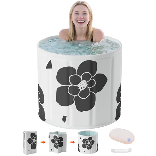 Black bathtub Tragbare klappbare Badewanne, Freistehende Badewannen für Erwachsene, Eis- und Heißbad für die Erholung von Athleten, Klappbare Badewanne für Zuhause, Gym-Tauchwanne, Spa-Dusche
