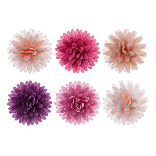 dekora - Bommel Tortendeko Essbar | 12 Essbare Blumen für Torten aus Oblate - 4,5 cm, 126149, Mehrfarbig