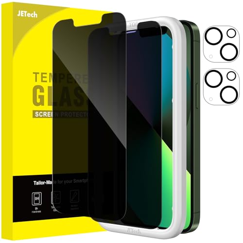 JETech Sichtschutz Schutzfolie für iPhone 13 mini 5,4 Zoll mit Kamera Schutz, Anti-Spähen Panzer schutz Gehärtetes Glas Displayschutz, Einfaches Installationswerkzeug, 2 Stück Jeweils