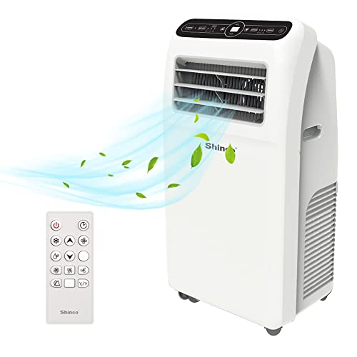 SHINCO Mobile Klimaanlage mit Abluftschlauch, 12000BTU, 3,5kw, Kühlen&Ventilieren&Entfeuchten, Mobiles Klimagerät mit Fenstermontage-Kit, 24-Stunden-Timer, für Räume von etwa 90m³, Weiß
