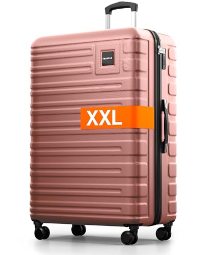 Travely Polycarbonat Koffer Groß 87cm XXL - 150L Innenvolumen, sehr robuster Hartschalenkoffer mit sanften Rollen & TSA Schloss, Reisekoffer, Handgepäck Koffer, Reisekoffer mit Rollen