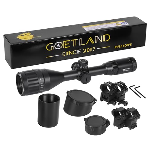 Goetland Gewehr Zielfernrohr 3-9x50 Airsoft Mil Dot Optik R4 Absehen mit Montage Ringe SFP Rot Grün Blaue für Taktische Jagd Luftgewehr Sportschützen