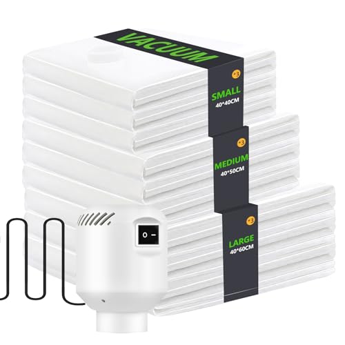 Vakuumbeutel für Kleidung, Vakuumbeutel 9 Stück mit Elektrischer Pumpe (3x 40x40, 3x 40x50, 3x40x60CM), Vacuum Bags for Clothing, Bettwäsche, Kissen, Wolldecken, Vorhänge, PA+PE Material