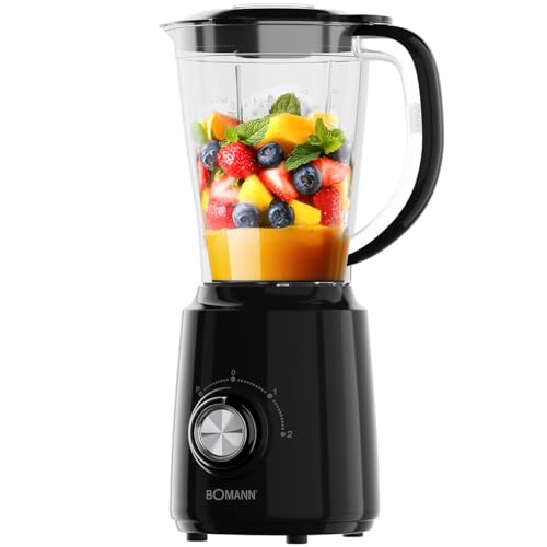 Bomann® Standmixer 500W | Mixer | BPA frei | 4-fach Edelstahl-Messer rostfrei | 1,5L Smoothie Maker | Ice-Crush Funktion | 3 Stufen | Turbo-Funktion | Deckel mit Nachfüllöffnung | UM 6091 CB
