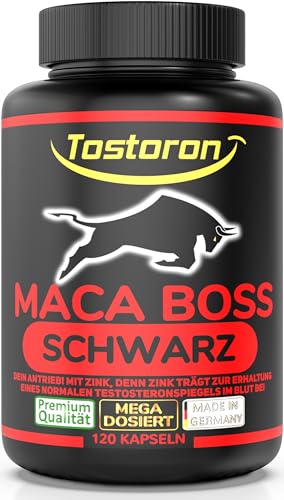 Tostoron MACA 6000 SCHWARZ HOCHDOSIERT 120 Kapseln, Tribulus, Cordyceps, Ginseng, Ginkgo, Pinienrinde, Vitamin C, Selen, Zink, 1 Dose (1x95,9g)