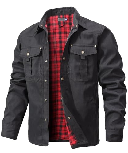 Zaitun Herren Flanell gefüttert Jacke Jacke kariert gebürstet Futter Cowboy Western Twill Outdoor Shirt Jacke