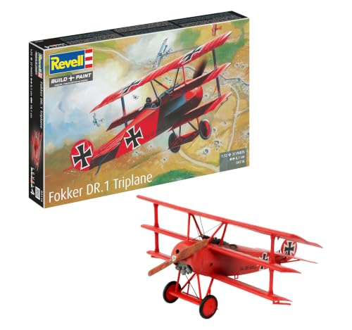 Revell Modellbausatz Flugzeug 1:72 - Fokker Dr.1 Triplane I Maßstab 1:72 I Level 4 I originalgetreue Nachbildung mit vielen Details I Für Kinder ab 10 Jahren I RV04116