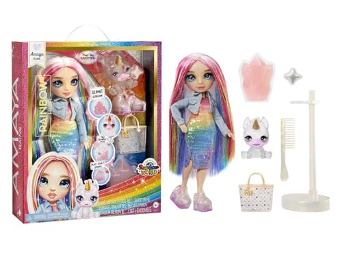 Rainbow High Fashion Doll with Slime & Pet - Amaya (Rainbow) - 28 cm Shimmer Doll with Sparkle Slime, Magical Pet and Fashion Accessories - Kids Toy - Great for Ages 4-12 Years